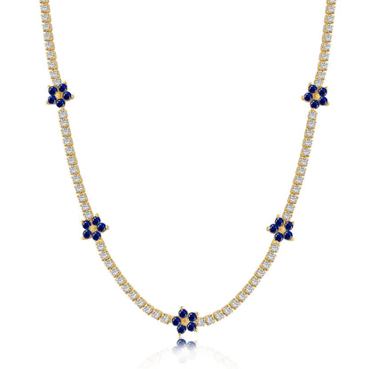 [Solara Jewelry]Luxurious Colorful Flower Tennis Necklace