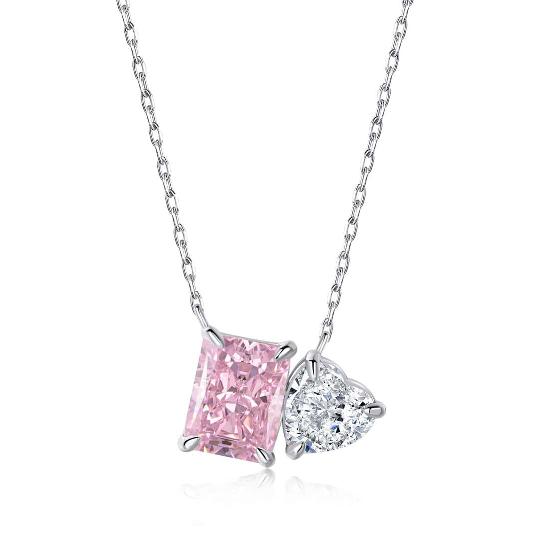 [Solara Jewelry]Dazzling Square & Heart Shape Necklace