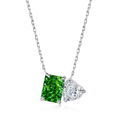 [Solara Jewelry]Dazzling Square & Heart Shape Necklace