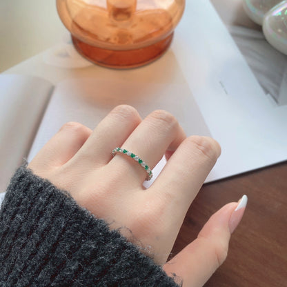 [Solara Jewelry]Exquisite Colorful Round Cut Tennis Ring