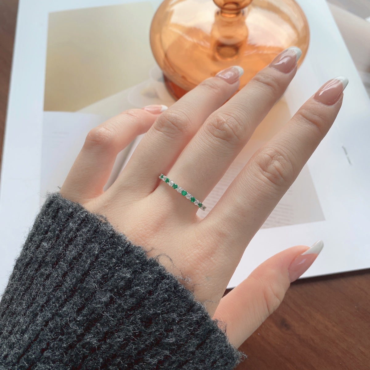 [Solara Jewelry]Exquisite Colorful Round Cut Tennis Ring