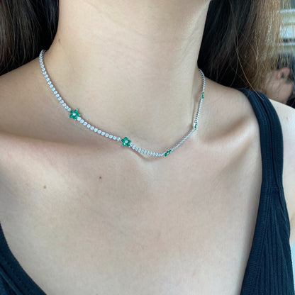 [Solara Jewelry]Luxurious Colorful Flower Tennis Necklace