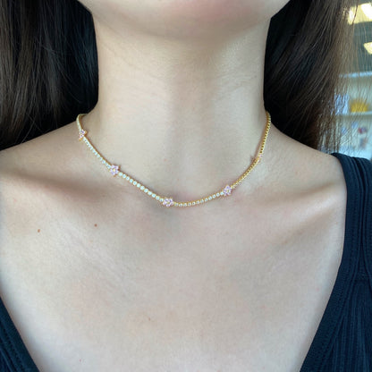 [Solara Jewelry]Luxurious Colorful Flower Tennis Necklace