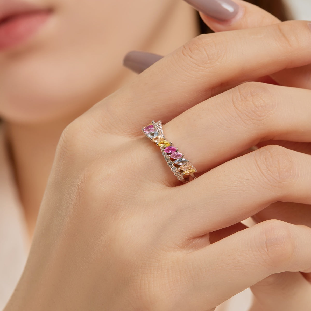 [Solara Jewelry]Unique Colorful Marquise Cut Daily Ring