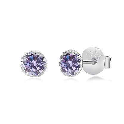 [Solara Jewelry]Sparkling Colorful Round Shape Earrings