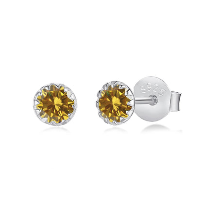 [Solara Jewelry]Sparkling Colorful Round Shape Earrings