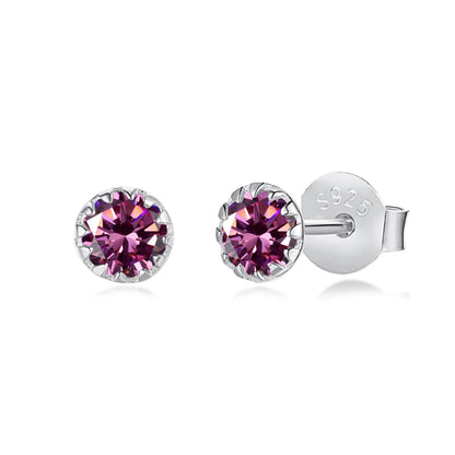 [Solara Jewelry]Sparkling Colorful Round Shape Earrings