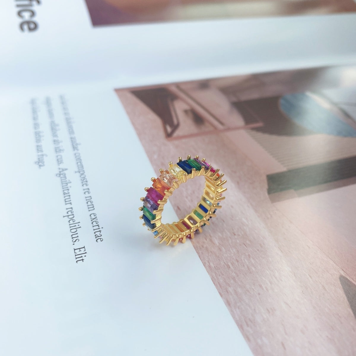 [Solara Jewelry]Unique Colorful Radiant Cut RIng