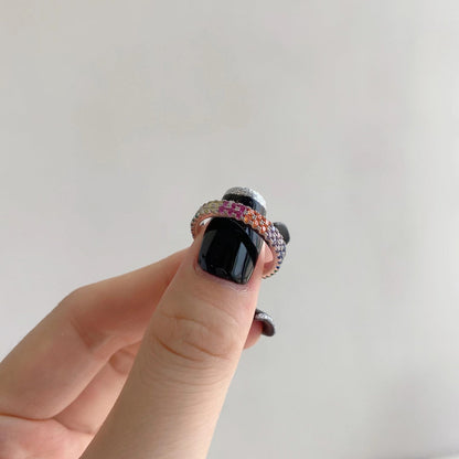 [Solara Jewelry]Unique Colorful Round Cut Tennis Ring