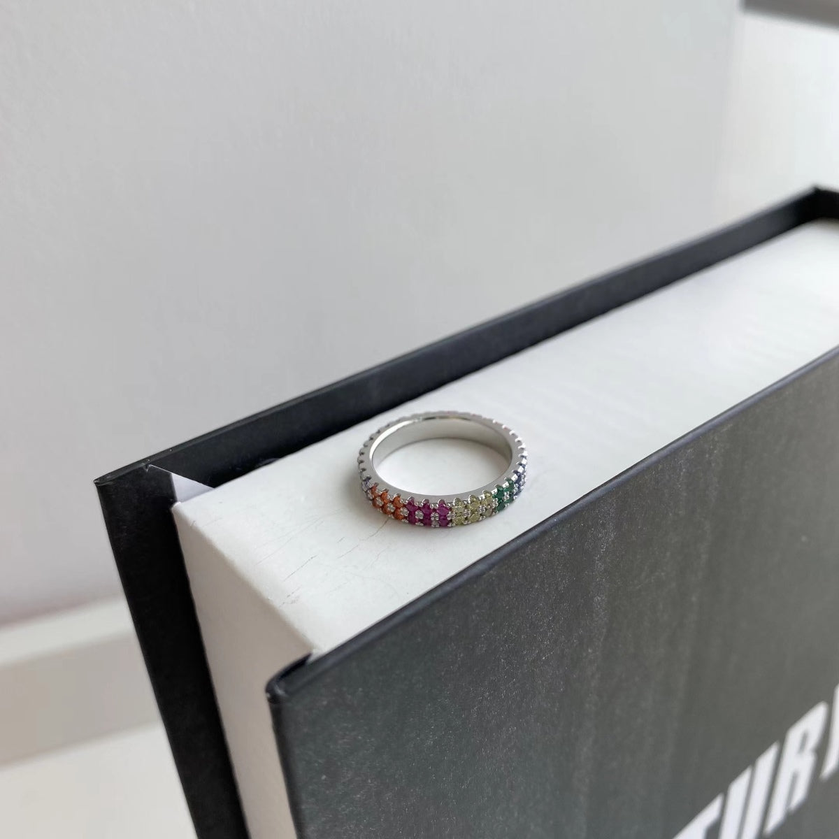 [Solara Jewelry]Unique Colorful Round Cut Tennis Ring