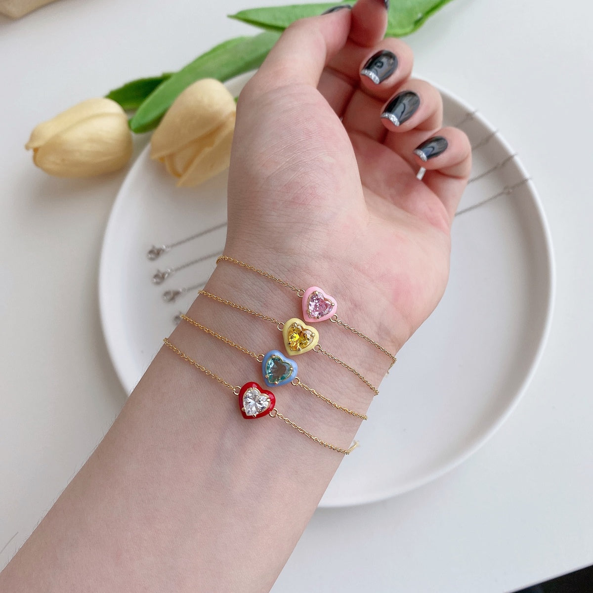 [Solara Jewelry]Sparkling Romantic Heart Shape Lover Bracelet