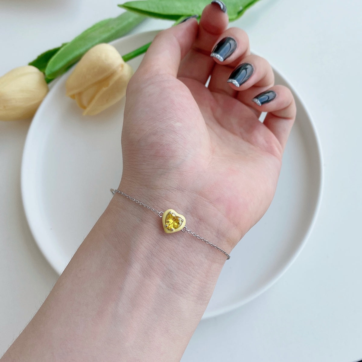 [Solara Jewelry]Sparkling Romantic Heart Shape Lover Bracelet