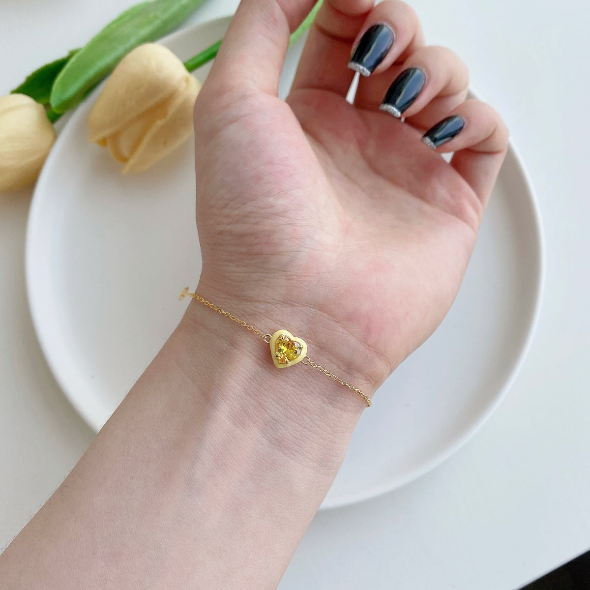 [Solara Jewelry]Sparkling Romantic Heart Shape Lover Bracelet
