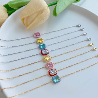 [Solara Jewelry]2.0 Carat Sparkling Colorful Emerald Cut Daily Bracelet