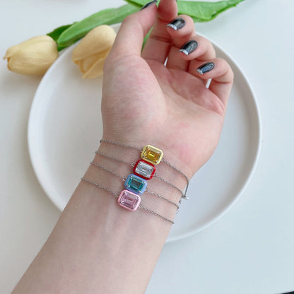 [Solara Jewelry]2.0 Carat Sparkling Colorful Emerald Cut Daily Bracelet