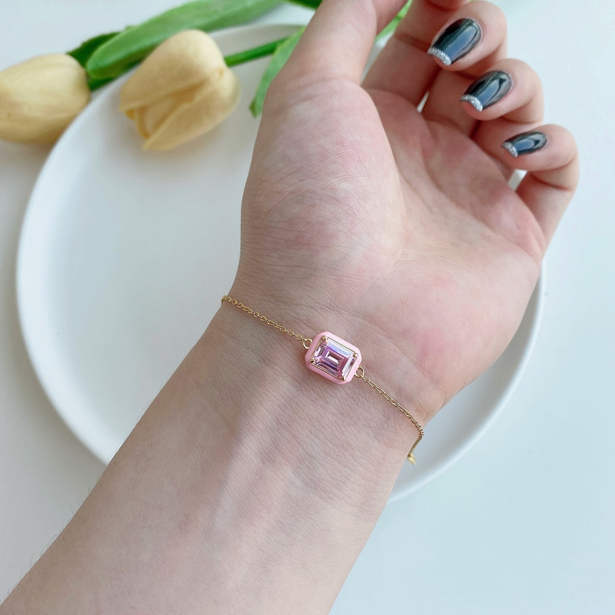 [Solara Jewelry]2.0 Carat Sparkling Colorful Emerald Cut Daily Bracelet