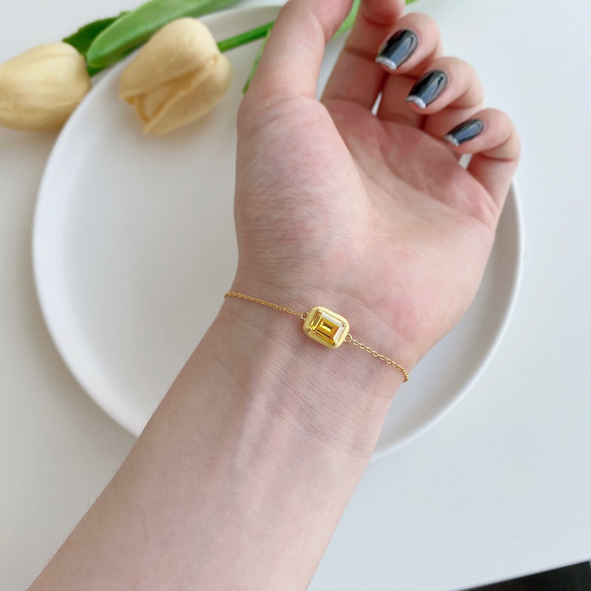 [Solara Jewelry]2.0 Carat Sparkling Colorful Emerald Cut Daily Bracelet
