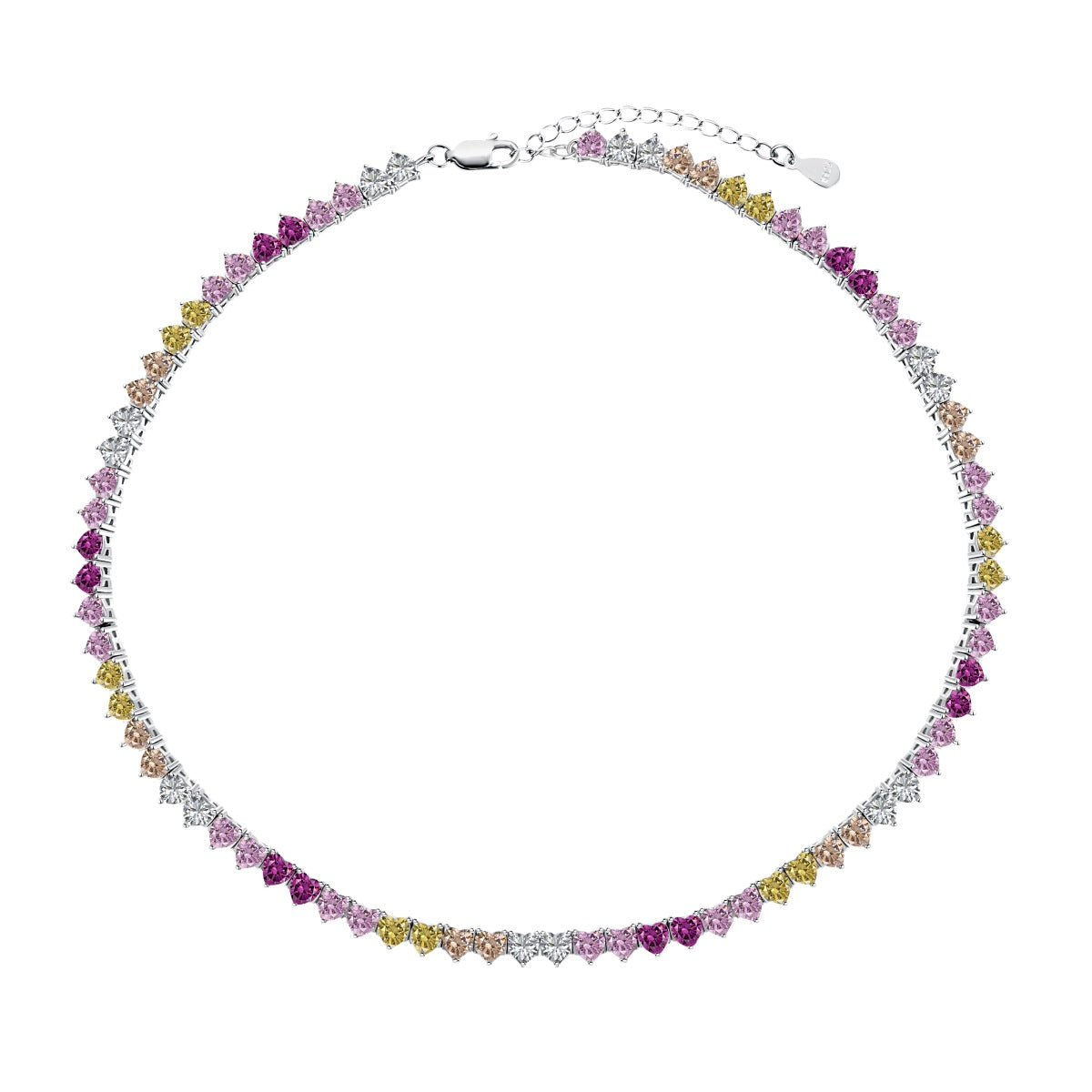 [Solara Jewelry]Sparkling Colorful Full Heart Tennis Necklace