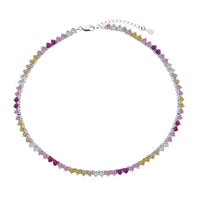 [Solara Jewelry]Sparkling Colorful Full Heart Tennis Necklace