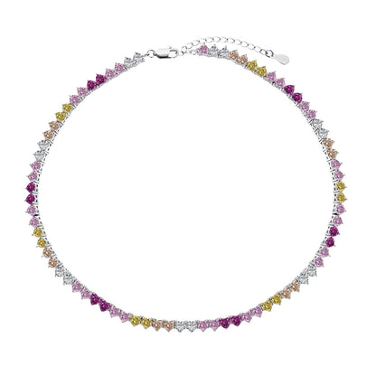 [Solara Jewelry]Sparkling Colorful Full Heart Tennis Necklace