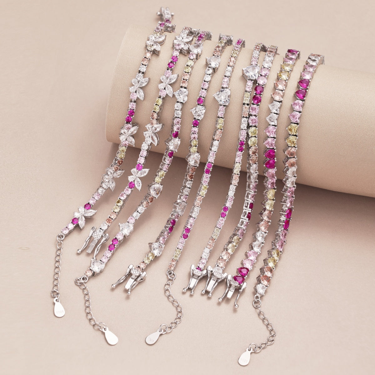 [Solara Jewelry]Delicate Colorful Rainbow Tennis Chain