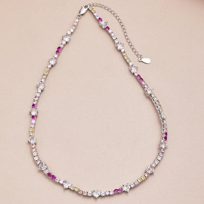[Solara Jewelry]Delicate Colorful Rainbow Tennis Chain