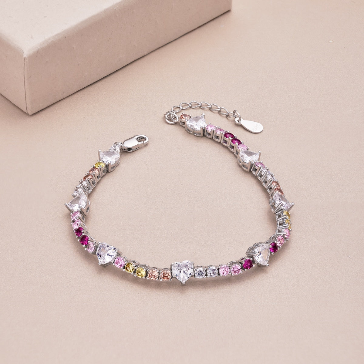 [Solara Jewelry]Romantic Heart Shape Round Cut Lover Bracelet