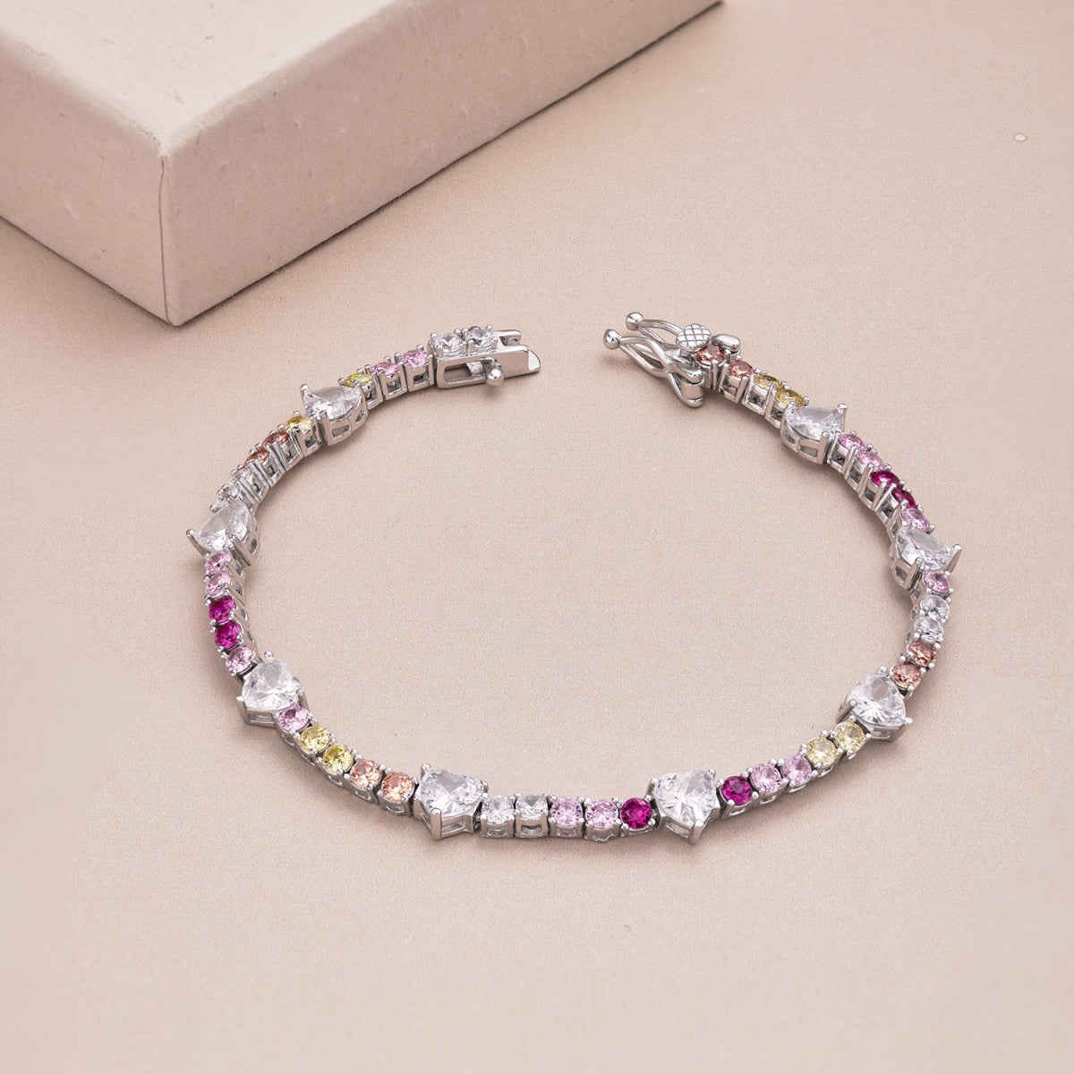 [Solara Jewelry]Romantic Heart Shape Round Cut Lover Bracelet