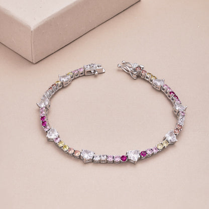 [Solara Jewelry]Romantic Heart Shape Round Cut Lover Bracelet