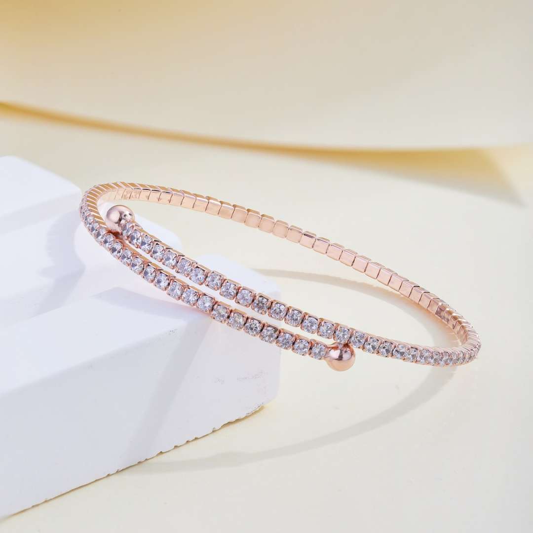 [Solara Jewelry]Row of Diamonds Round Fashion Bracelet
