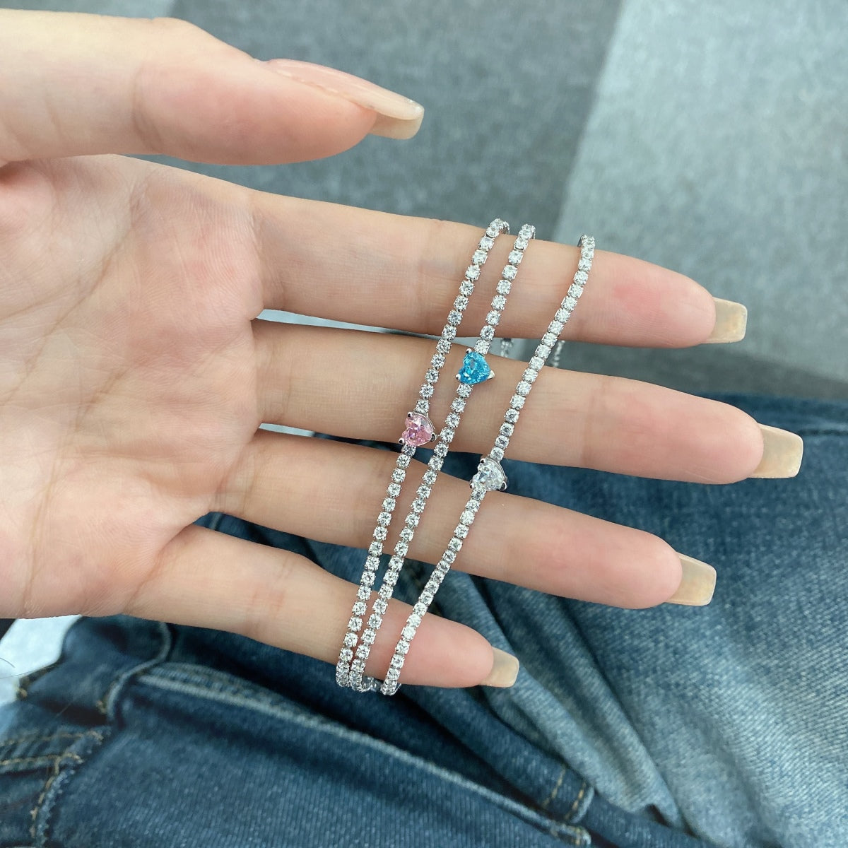 [Solara Jewelry]0.5 Carat Elegant Romantic Heart Shape Lover Bracelet