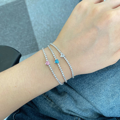 [Solara Jewelry]0.5 Carat Elegant Romantic Heart Shape Lover Bracelet