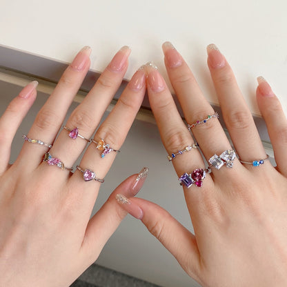 [Solara Jewelry]Radiant Colorful Multi Cut Daily Ring