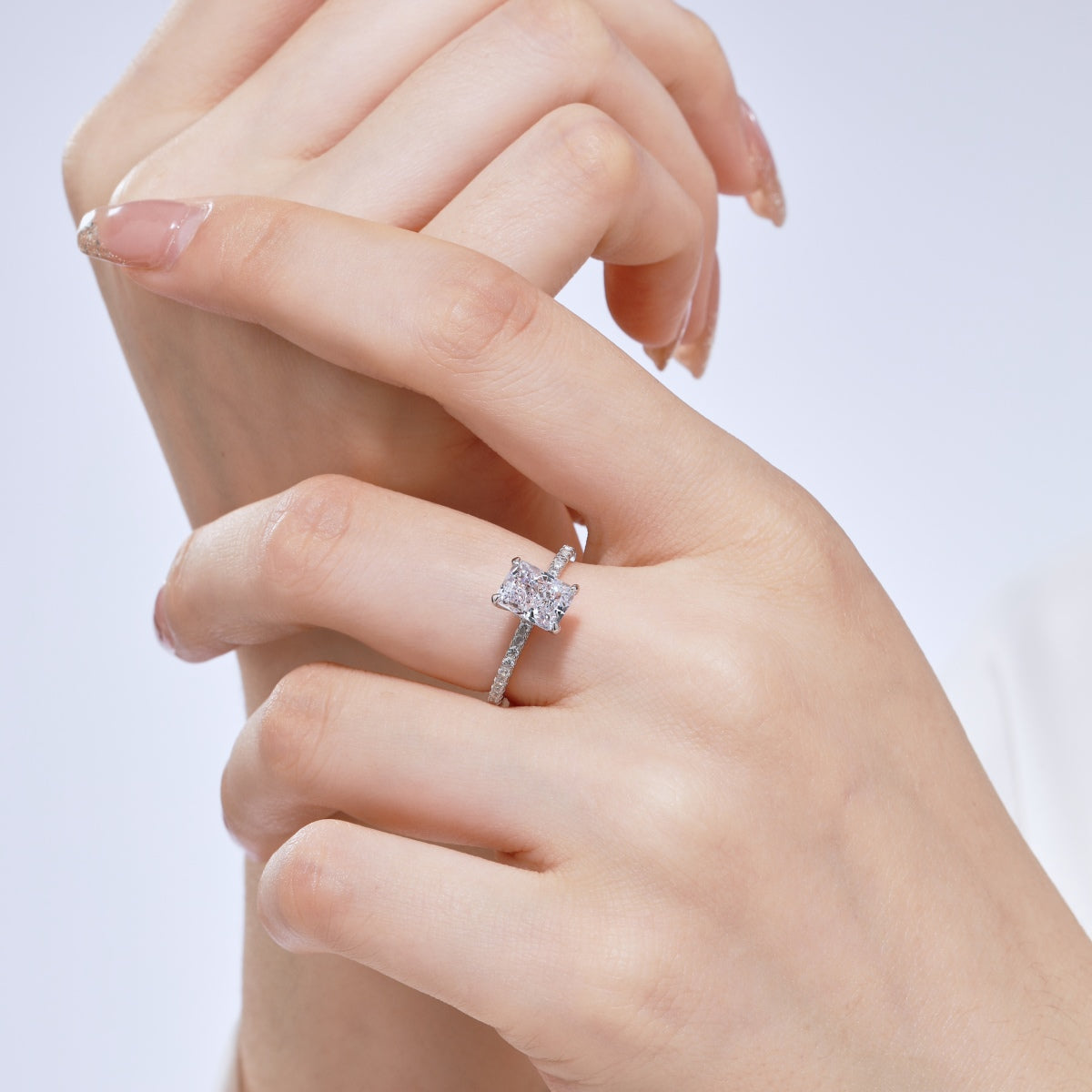 [Solara Jewelry]2.0 Carat Dazzling Sparkling Radiant Cut Party Ring