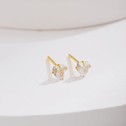 [Solara Jewelry]Sparkling Heart Shaped Simple Earrings