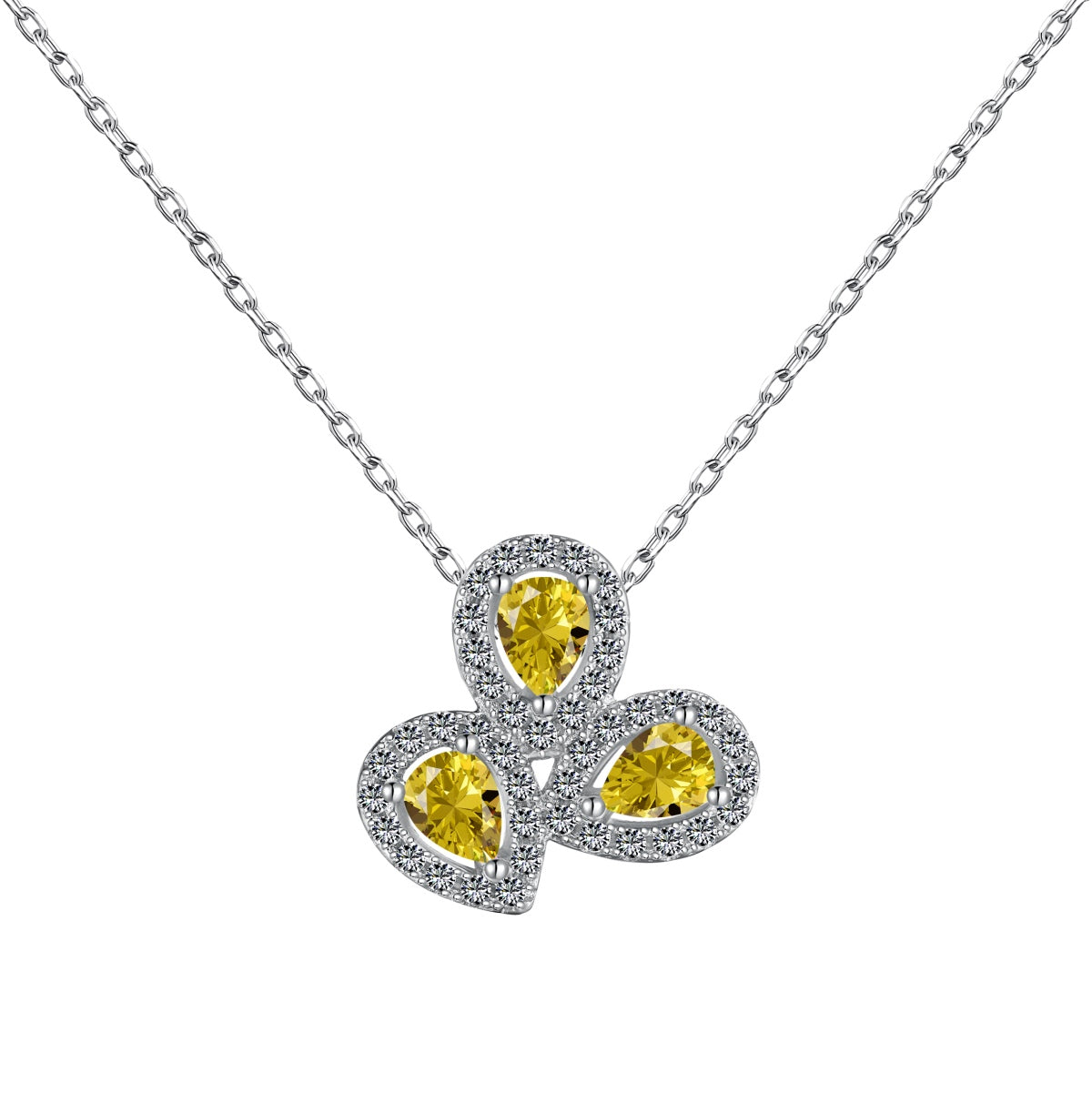 [Solara Jewelry]Elegant Flower Shape Pear Cut Necklace
