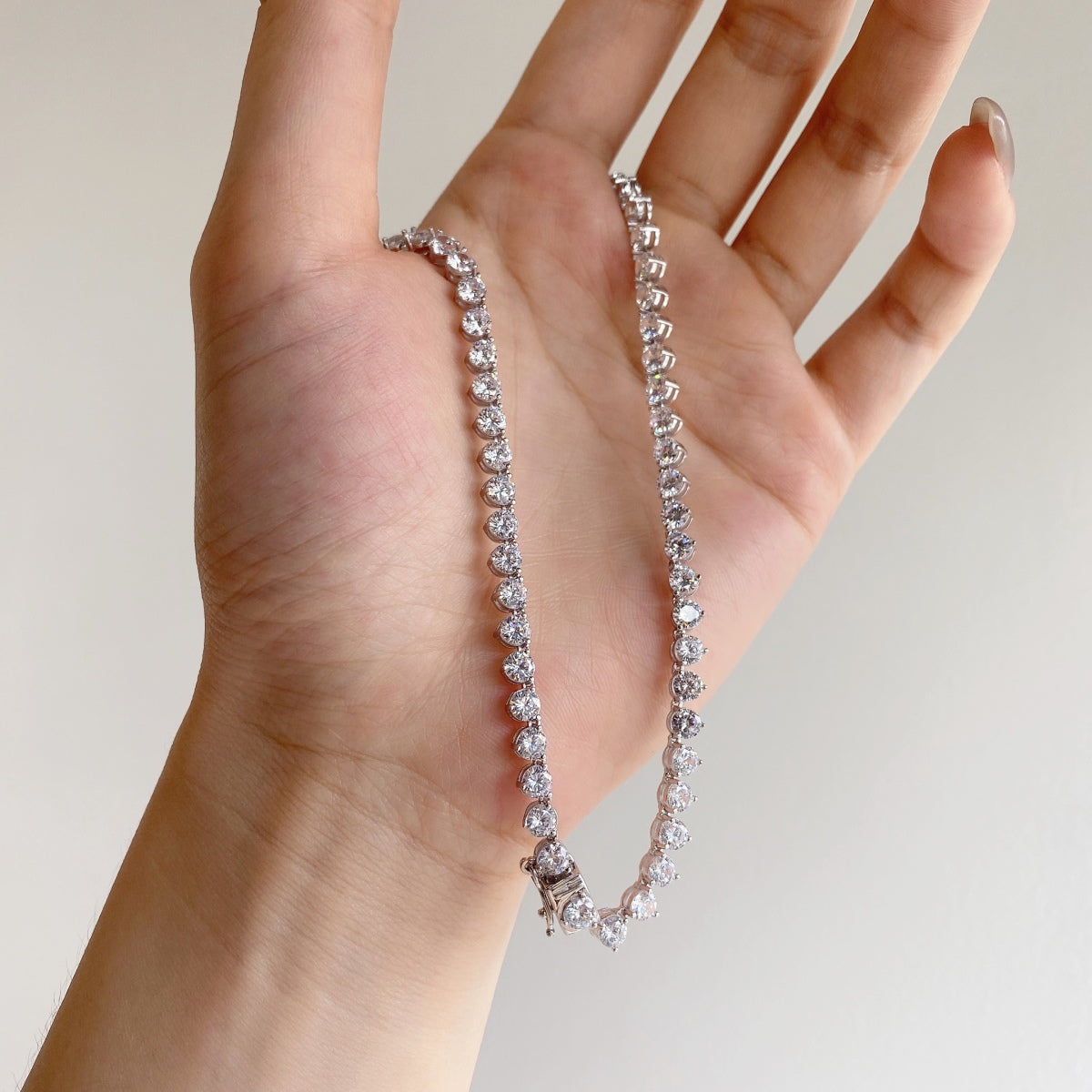 [Solara Jewelry]Ornate Heart Cut Tennis Necklace