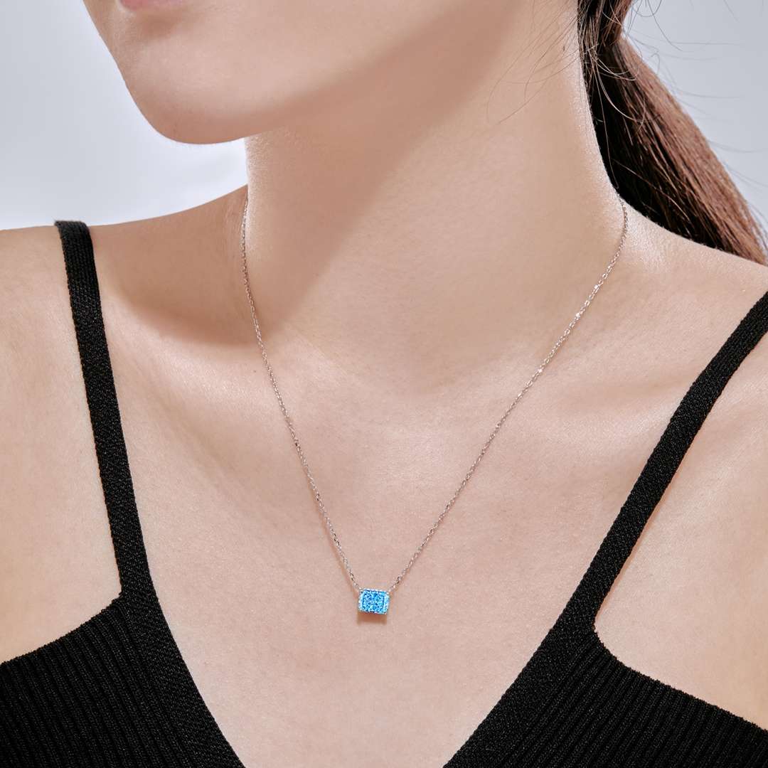 [Solara Jewelry]Luxurious Square Shape Colorful Necalack