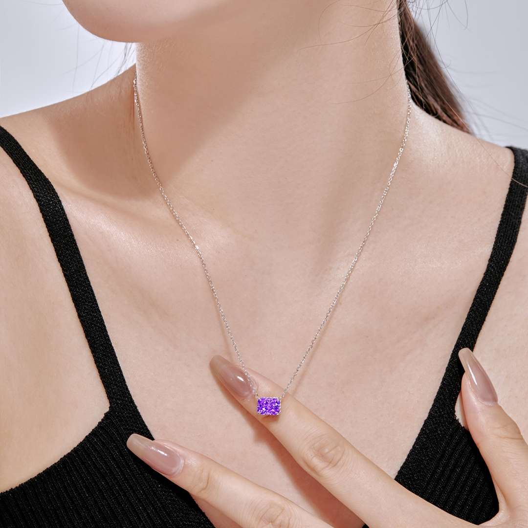 [Solara Jewelry]Luxurious Square Shape Colorful Necalack