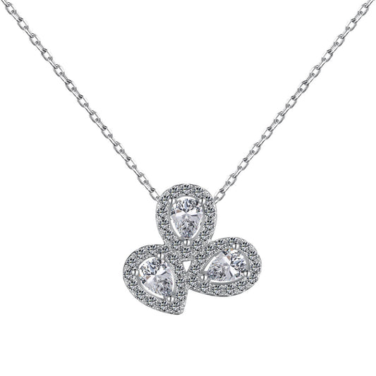 [Solara Jewelry]Elegant Flower Shape Pear Cut Necklace