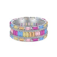 [Solara Jewelry]Schillernder bunter Partyring mit Radiant-Schliff