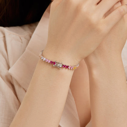 [Solara Jewelry]Luxurious Colorful Romantic Heart Shape Lover Bracelet