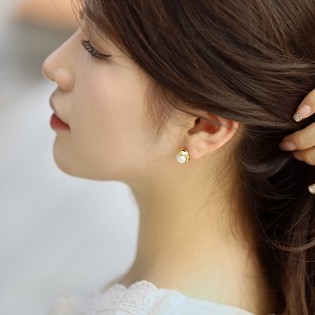 [Solara Jewelry]Dainty Bread Pearl Earrings