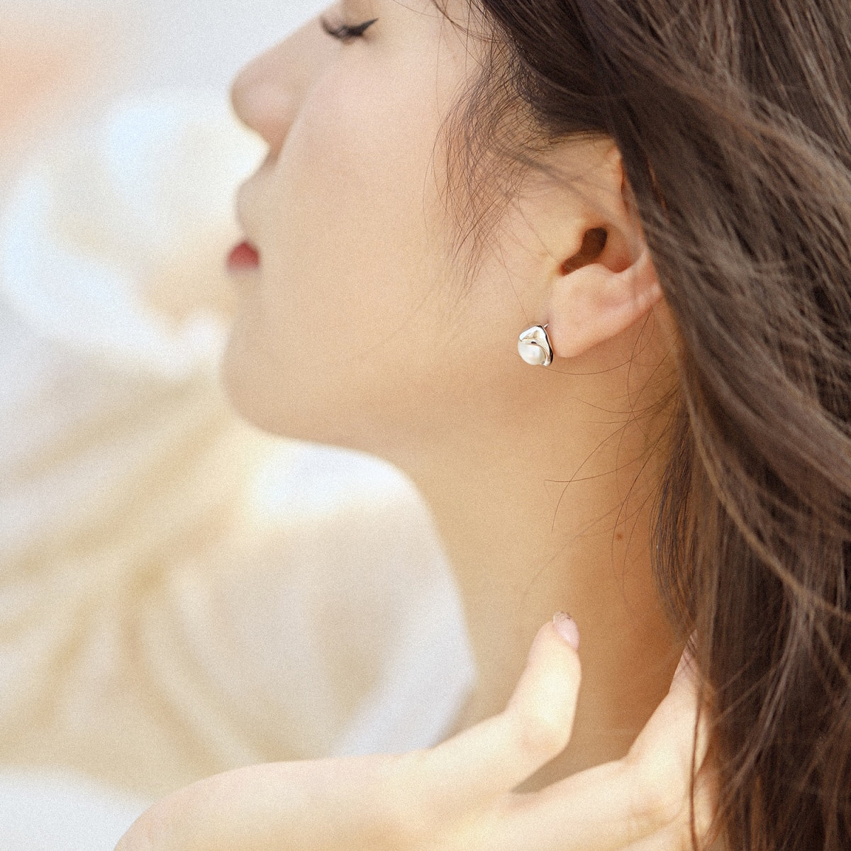 [Solara Jewelry]Dainty Bread Pearl Earrings