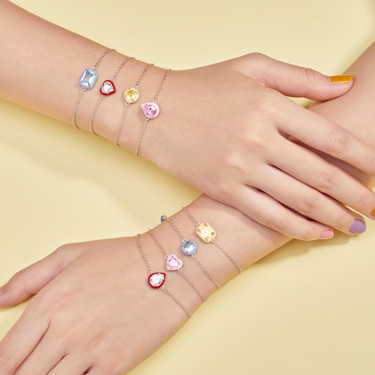 [Solara Jewelry]2.0 Carat Sparkling Colorful Emerald Cut Daily Bracelet