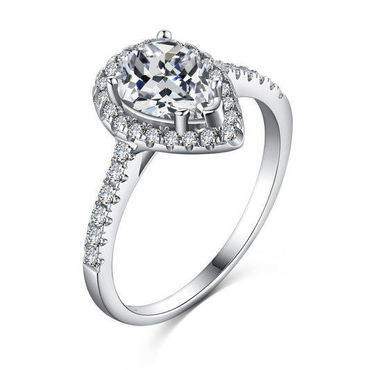 [Solara Jewelry]1.0 Carat Luxurious Resplendent Water Drop Shape Wedding Ring