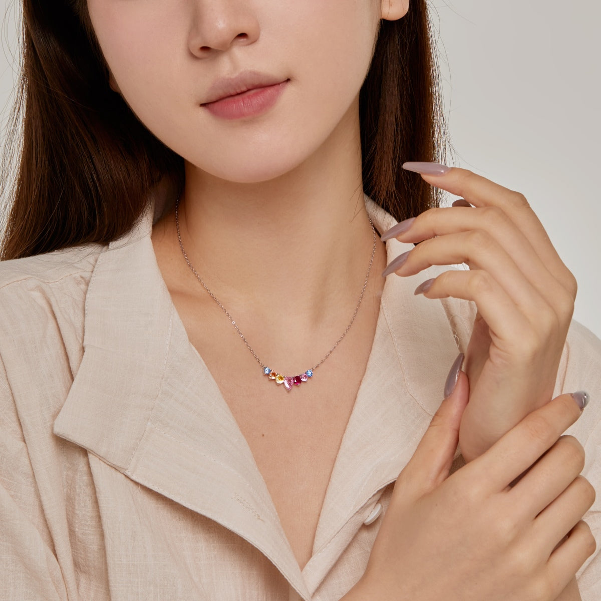 [Solara Jewelry]Dainty Colorful Heart Necklace