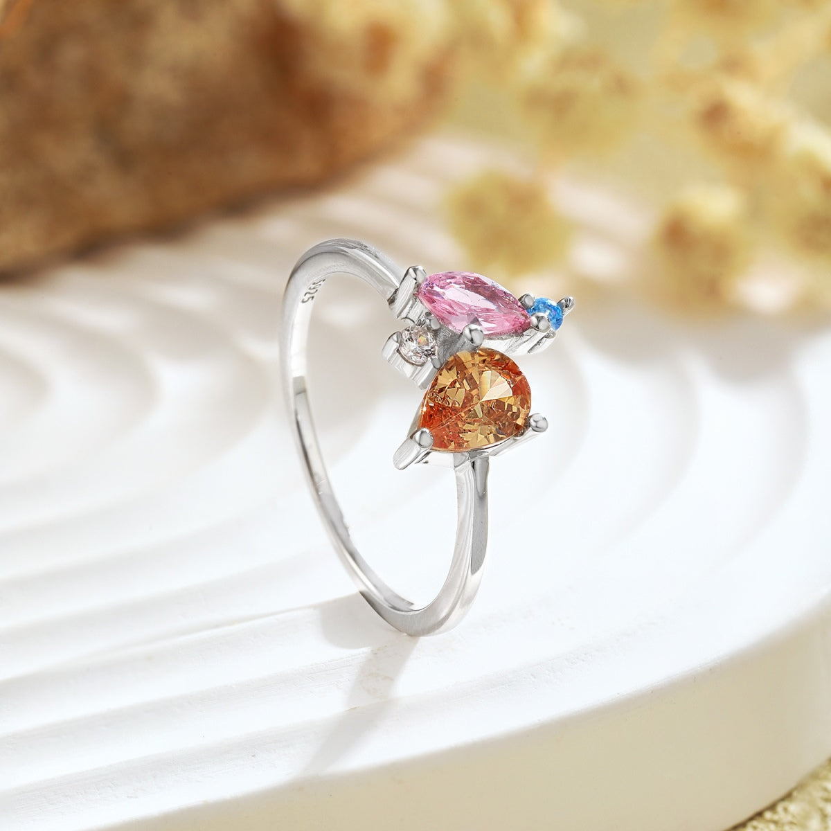[Solara Jewelry]Radiant Colorful Multi Cut Daily Ring