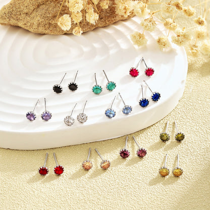 [Solara Jewelry]Sparkling Colorful Round Shape Earrings