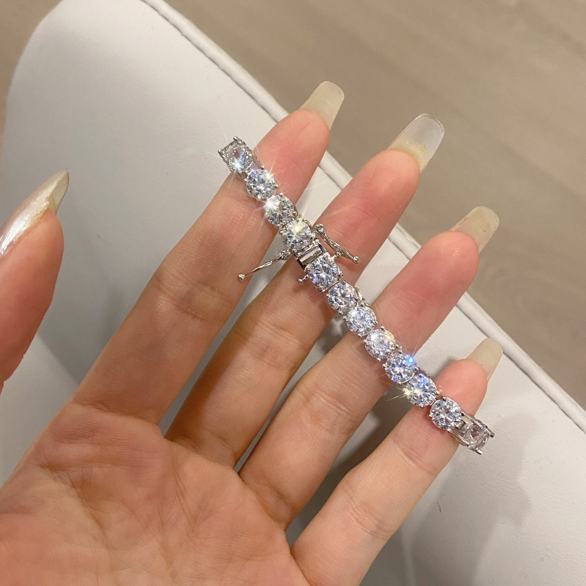 [Solara Jewelry]Ornate Sparkling Round Cut Wedding Bracelet